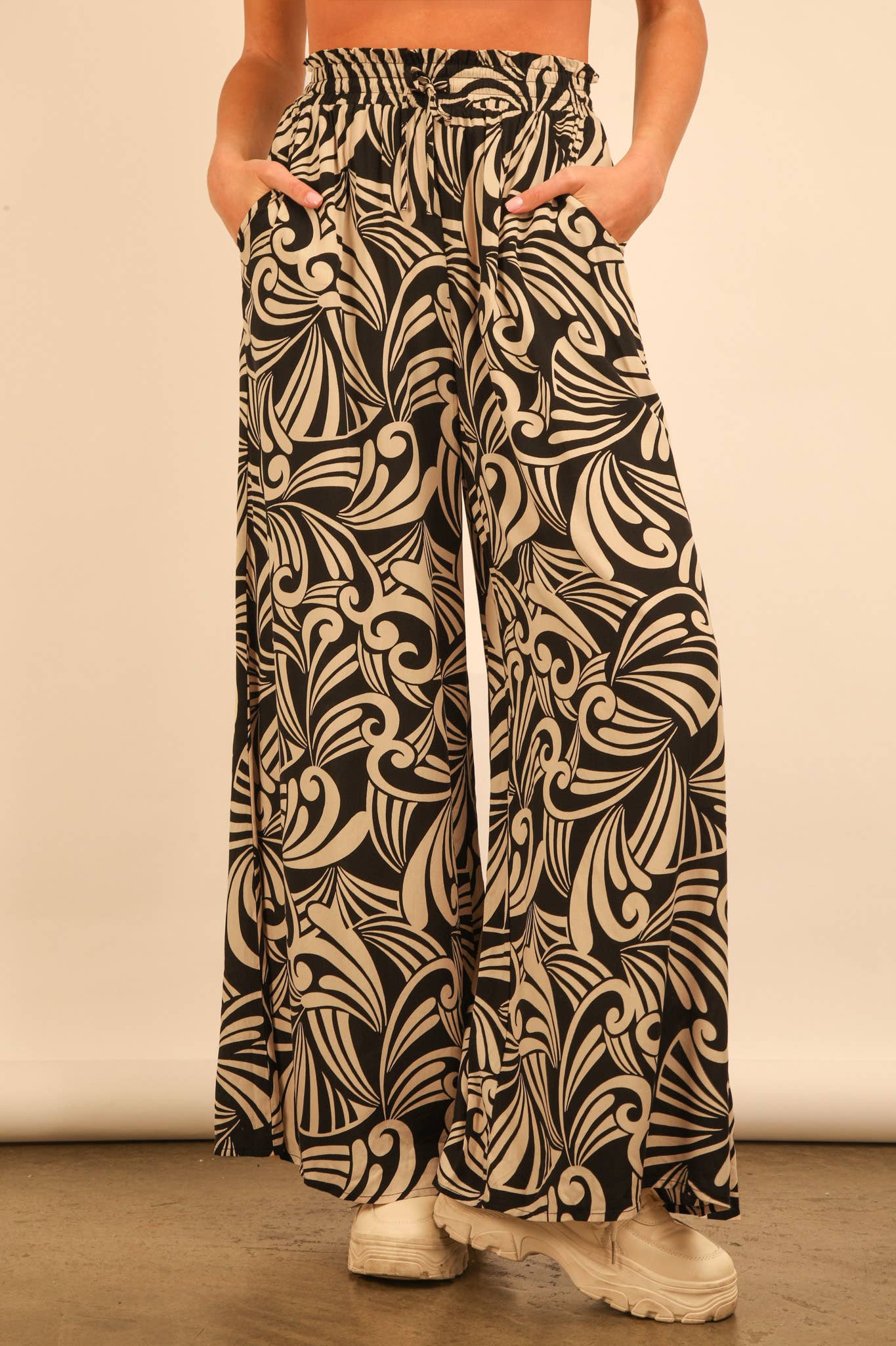Printed Wide Leg Long Pants