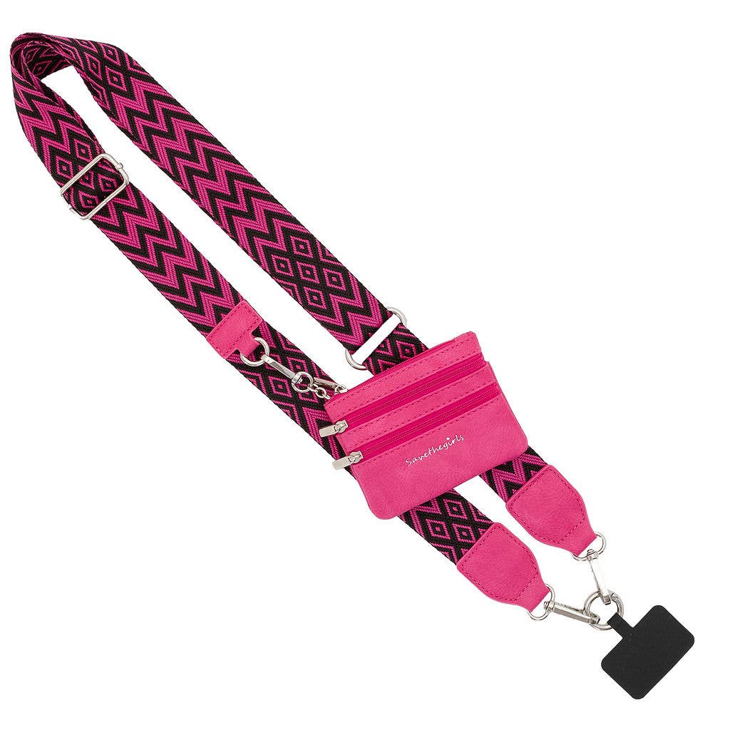 Save The Girls - Clip & Go Crossbody Phone Lanyard - Chevron Collection