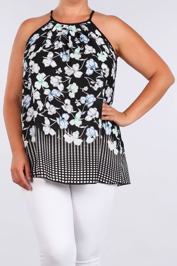 Plus Size Pleat NK Print Cami