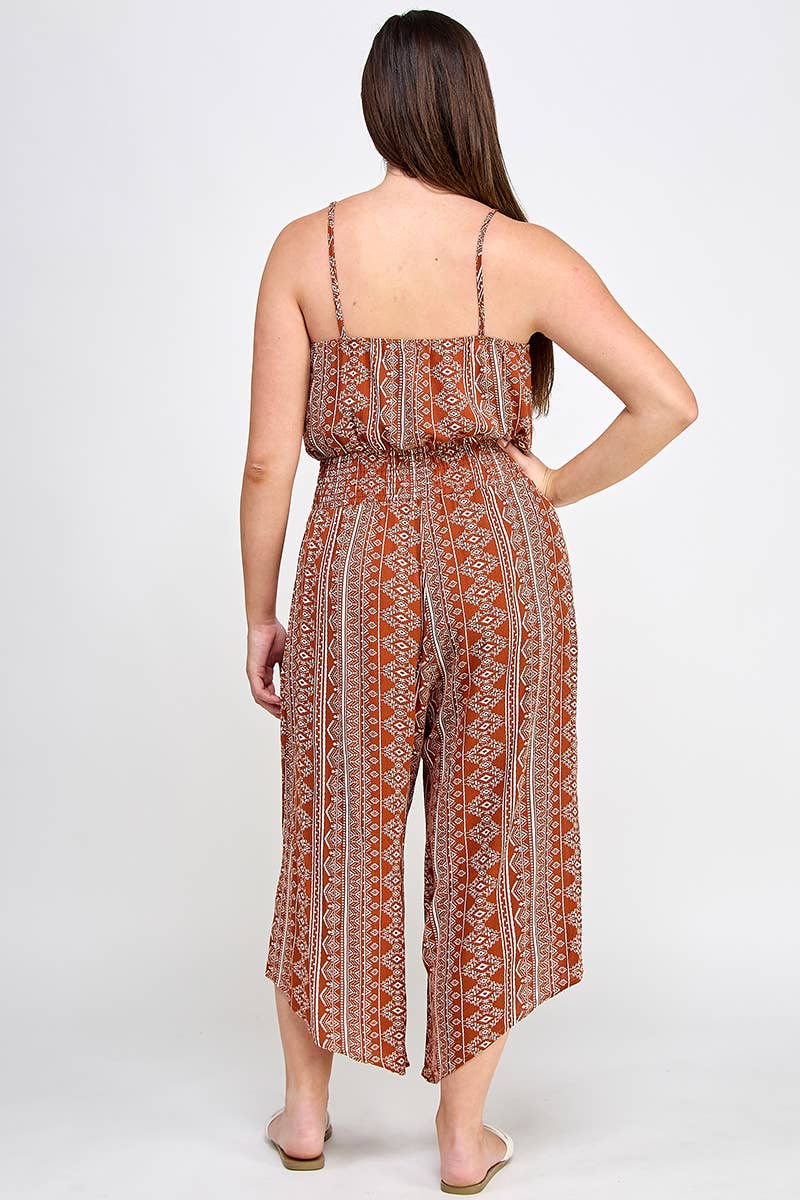 Plus Size Sleeveless Boho Print Jumper
