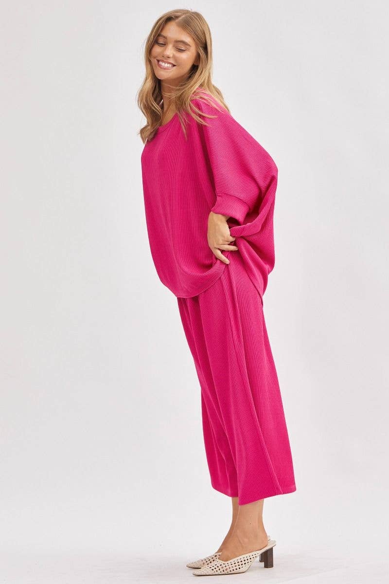 Solid Blouse + Wide Leg Set