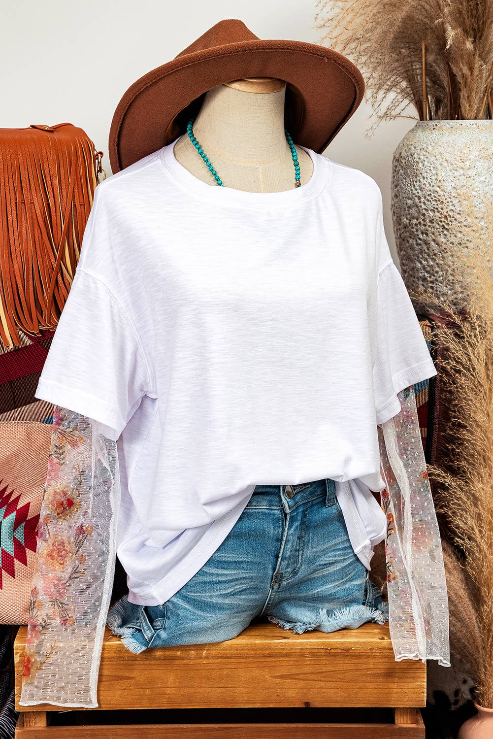 Floral Long Sleeve Patchwork Tee