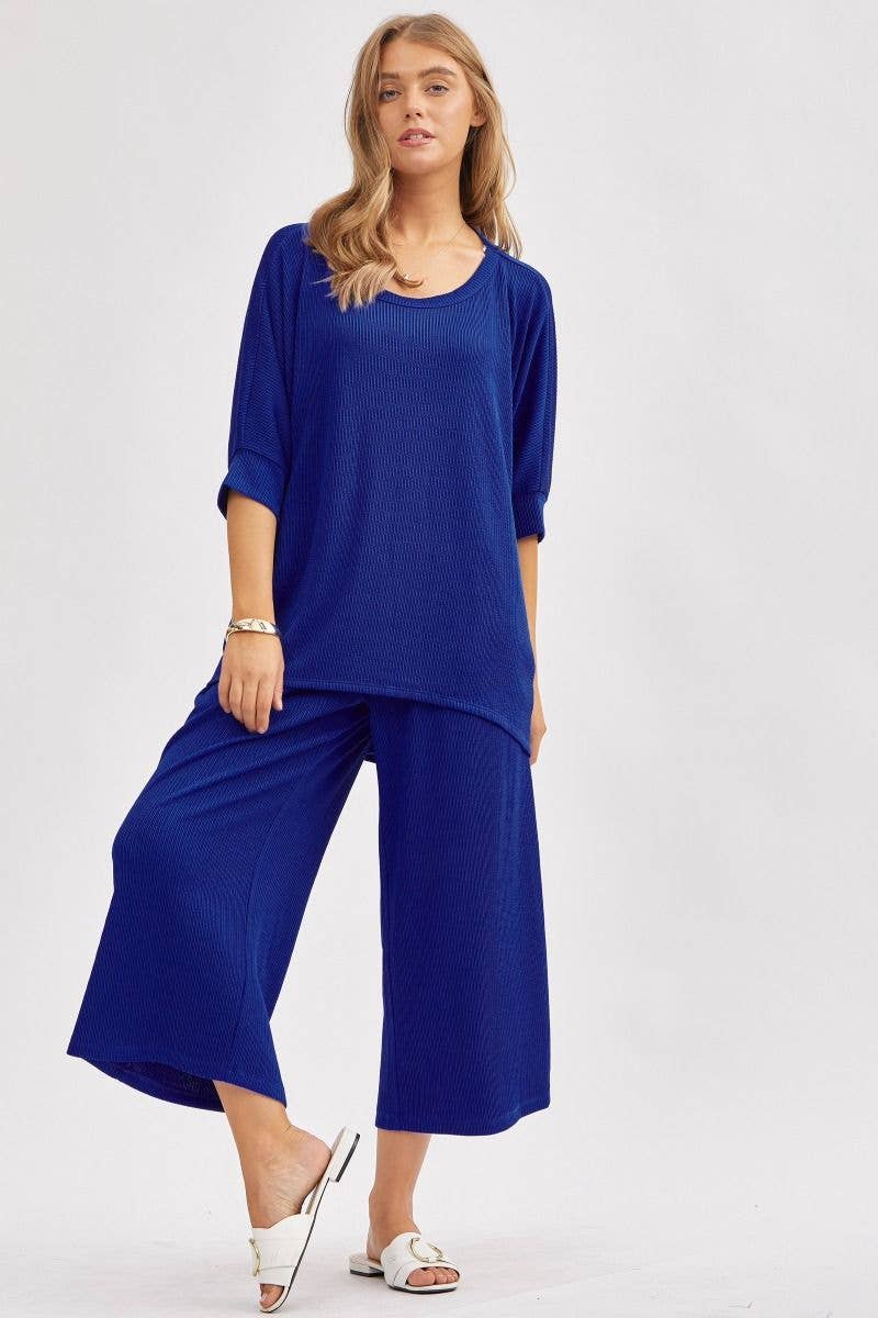 Solid Blouse + Wide Leg Set