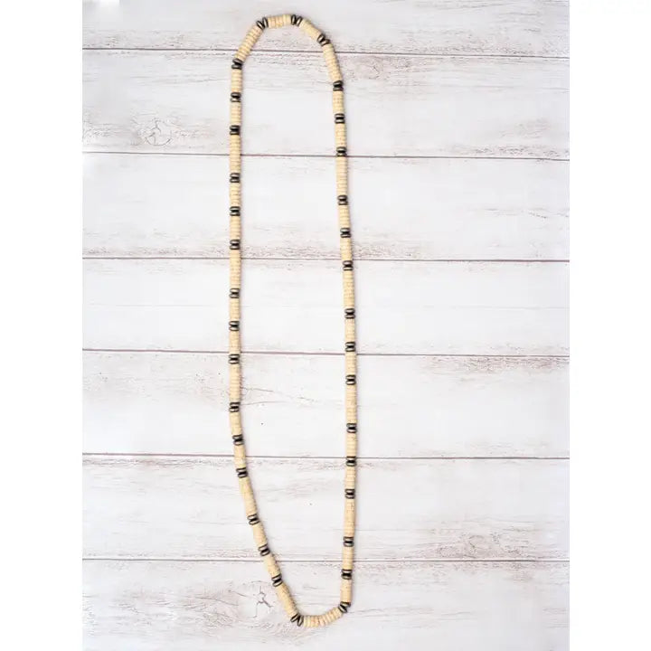 Put On Your Turquoise and Handle It Cowgirl Flat Cream Shell Beads Necklace