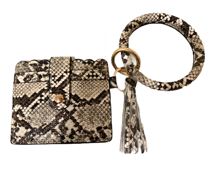 WHITE LEOPARD Bangle/Key-Chain/Wallet w/ ID Wind: White Leopard