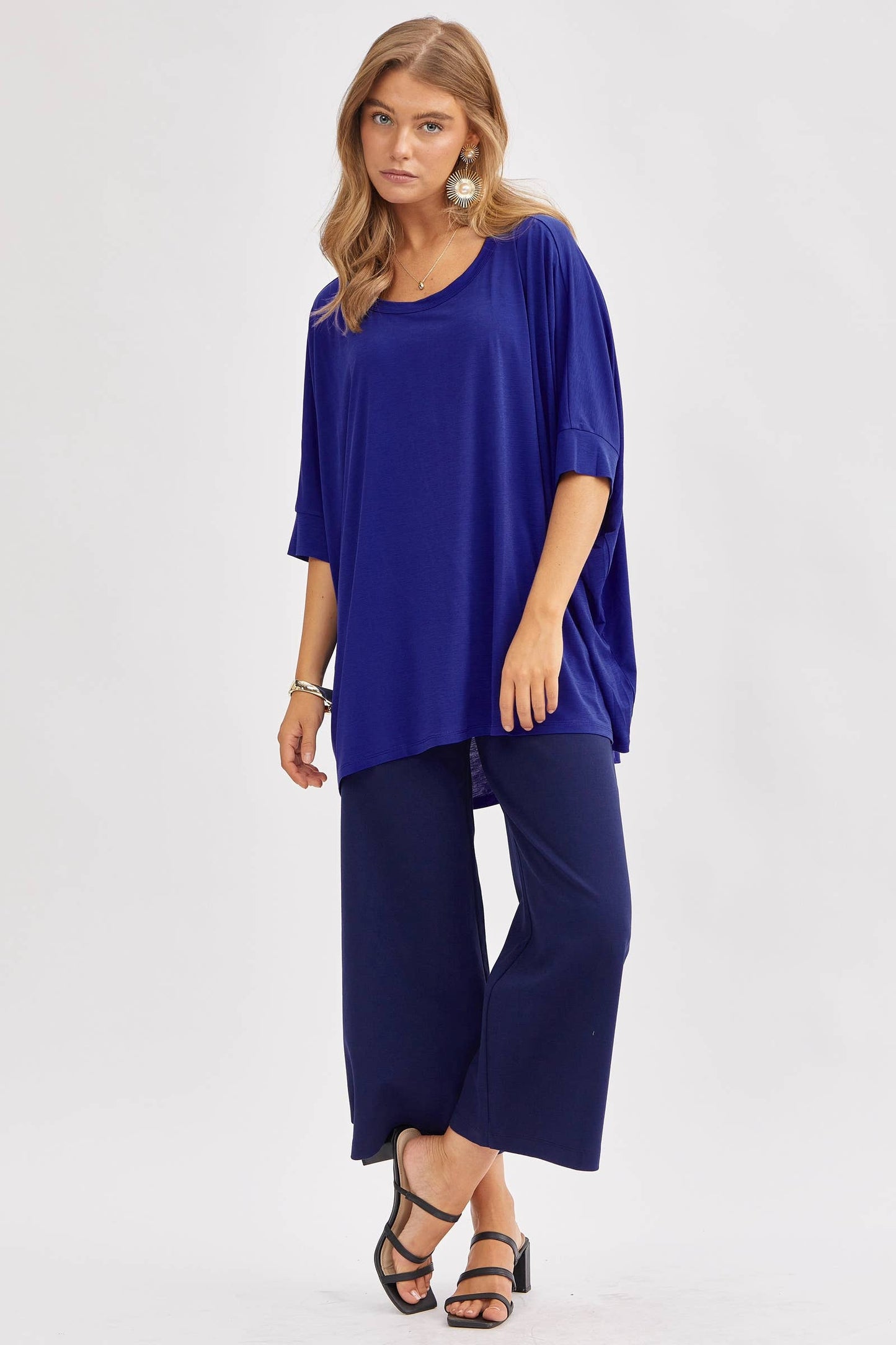 Relaxed Banded Dolman Sleeve Poncho