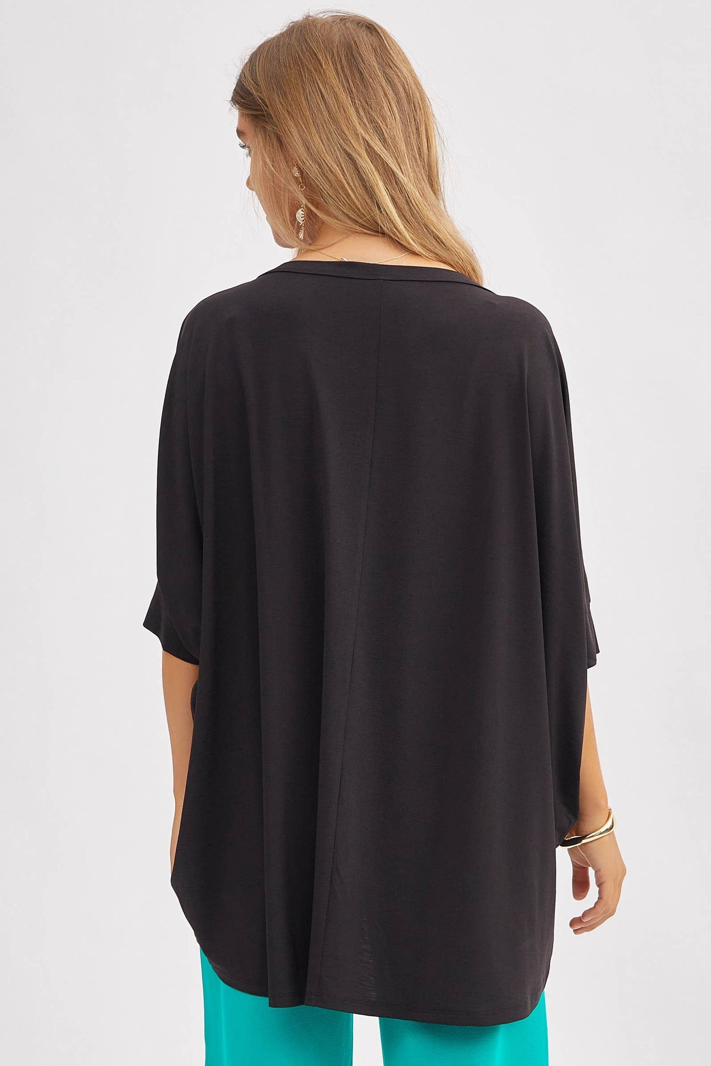 Relaxed Banded Dolman Sleeve Poncho
