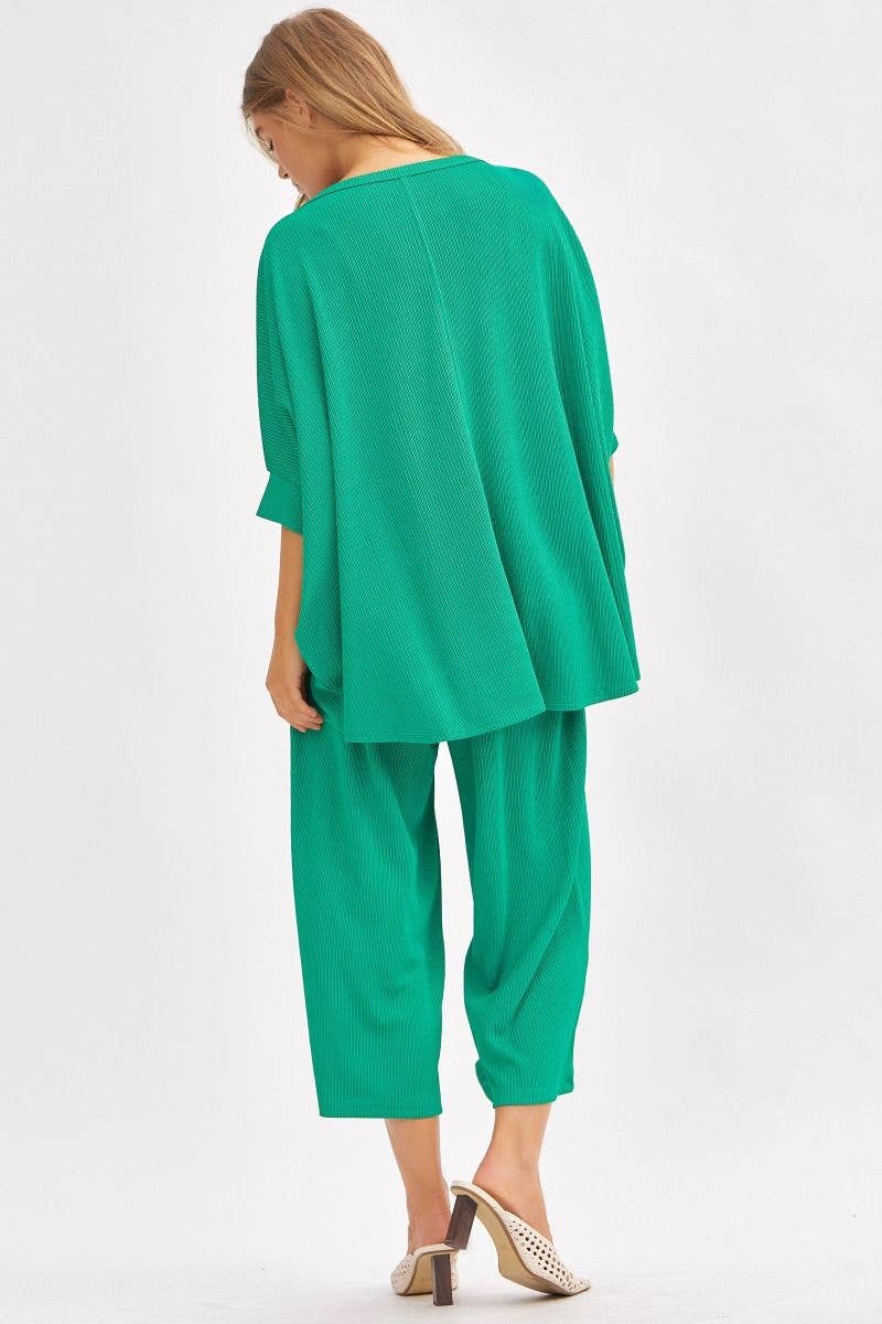 Solid Blouse + Wide Leg Set