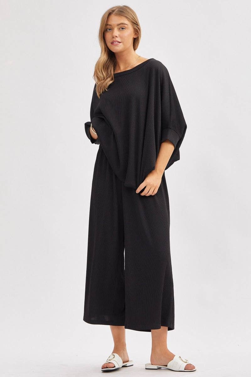 Solid Blouse + Wide Leg Set