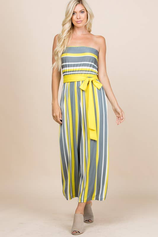 Striped Tube Sleeveless Jumpsuit