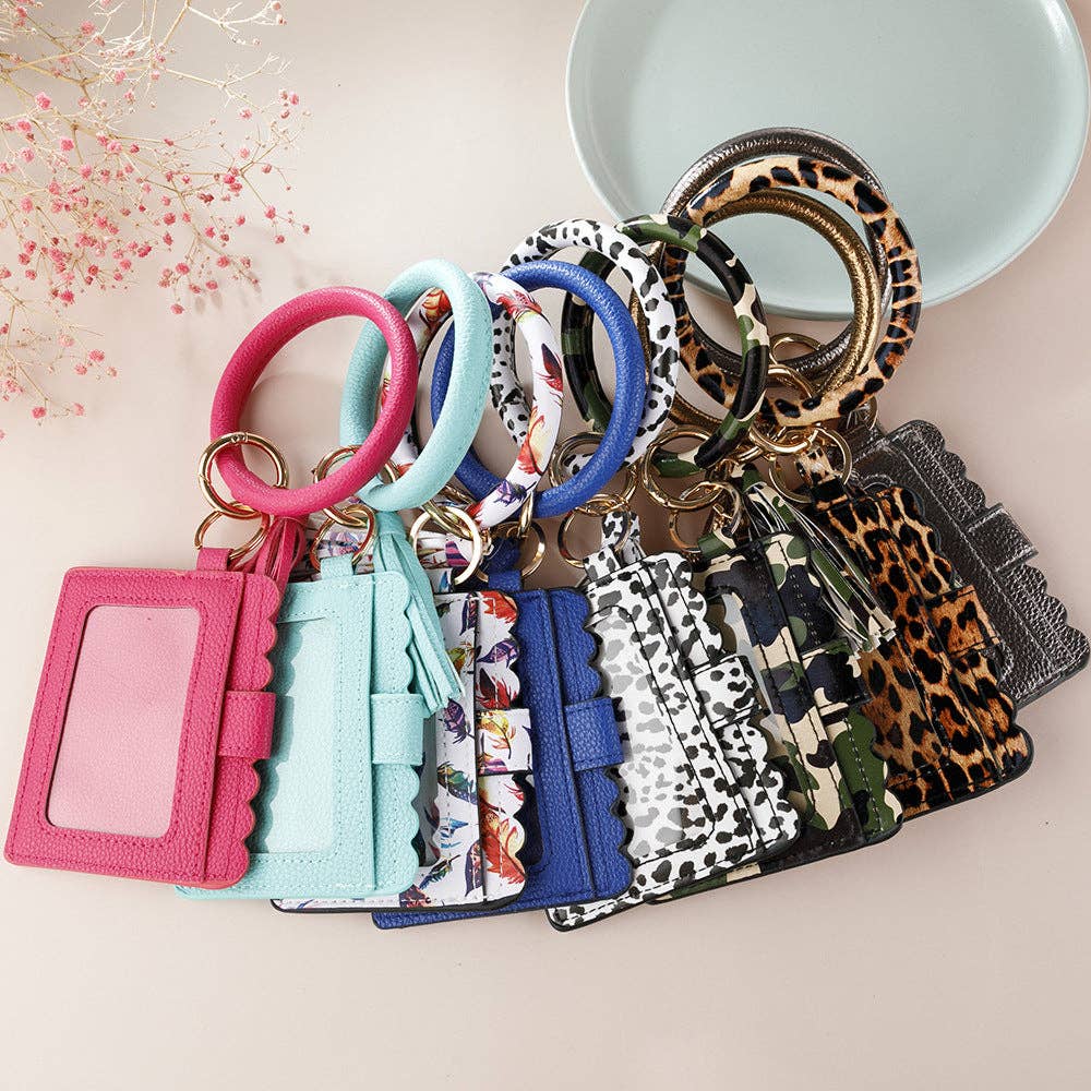 WHITE LEOPARD Bangle/Key-Chain/Wallet w/ ID Wind: White Leopard