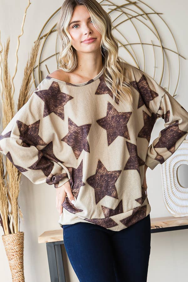 Knit star print sweatshirt