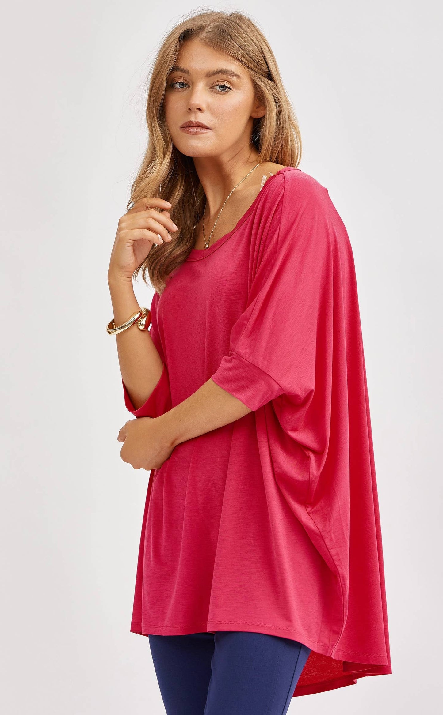Relaxed Banded Dolman Sleeve Poncho