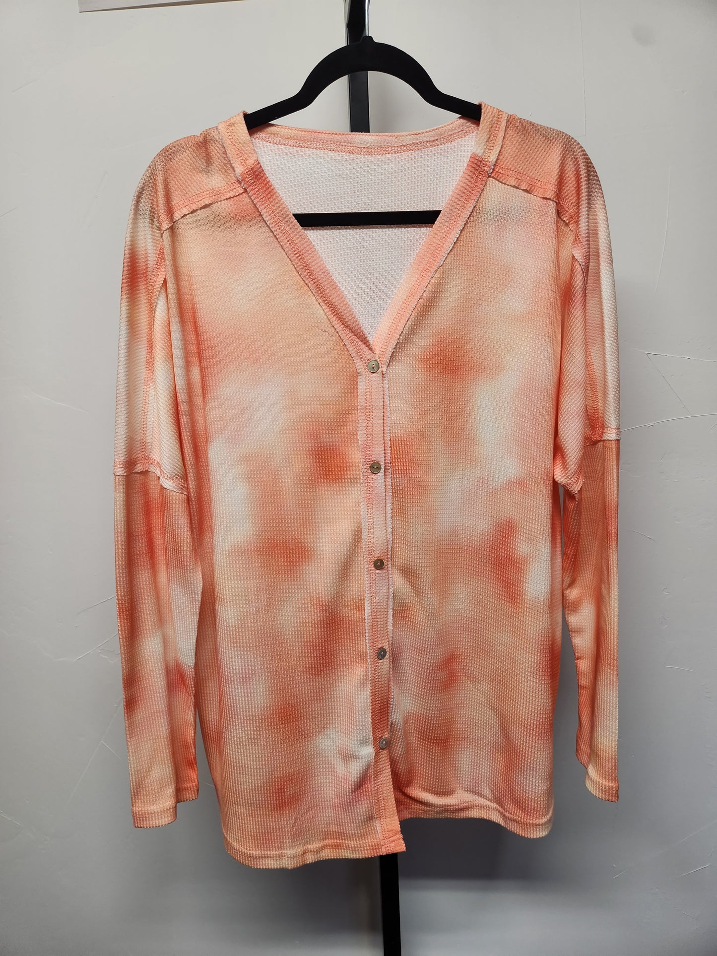 Cardigan - Orange, Tie dyed, light weight, waffle knit