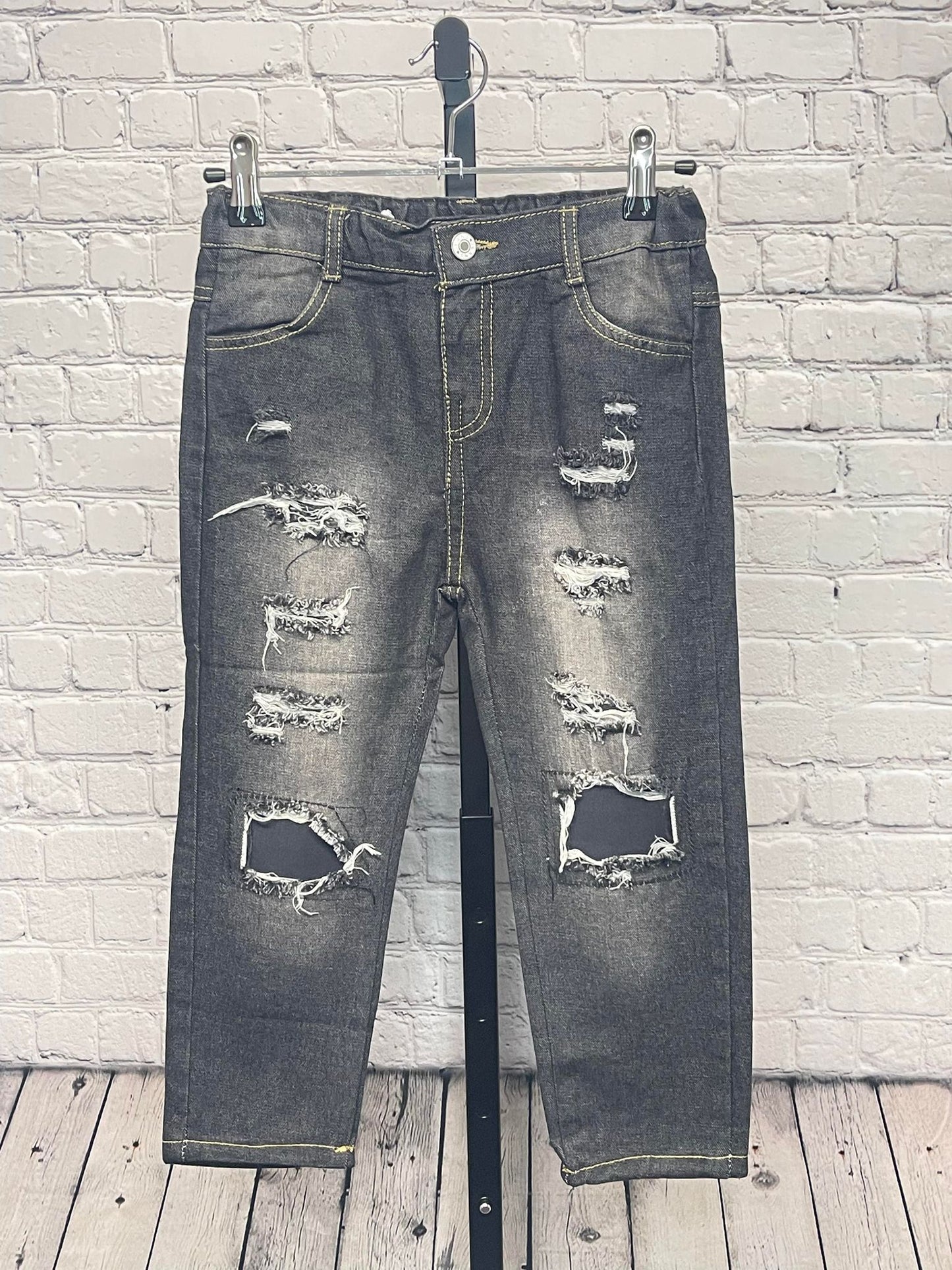 Boys Denim Pants - Black distressed