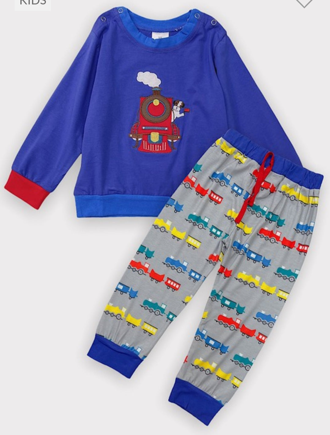 Boys Embroidered Train Pajama Set