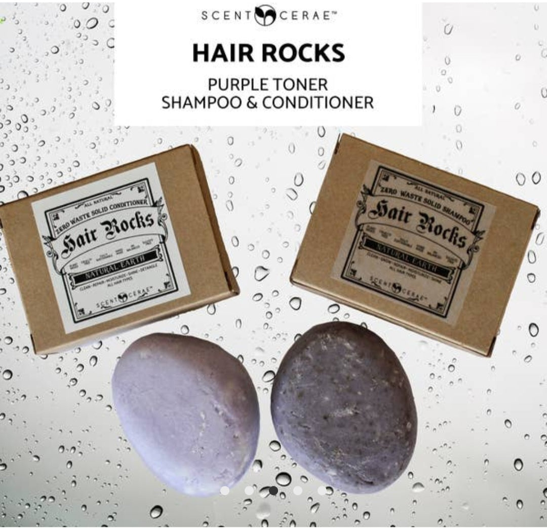 Scentcerae Hair Rock Purple Toner Shampoo & Conditioner Rocks