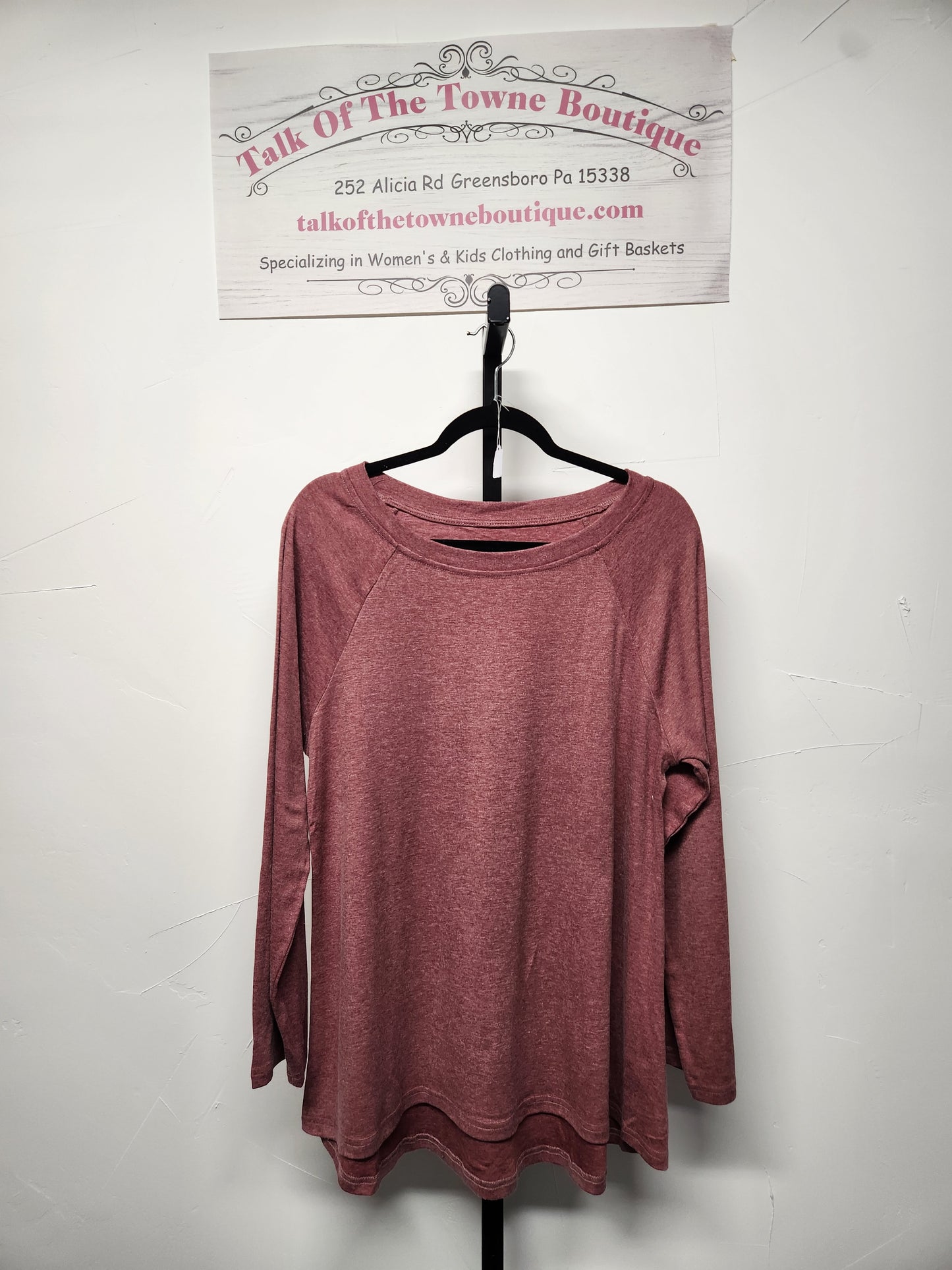 Burgundy long sleeve top