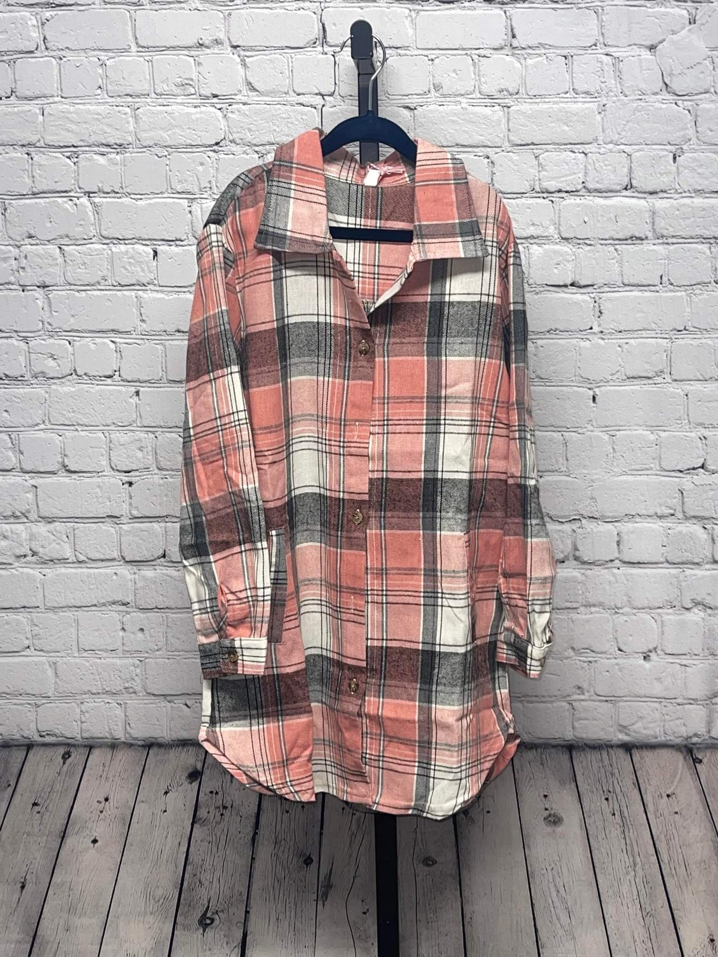 Clearance Girls brush flannel shirt with insert pockets