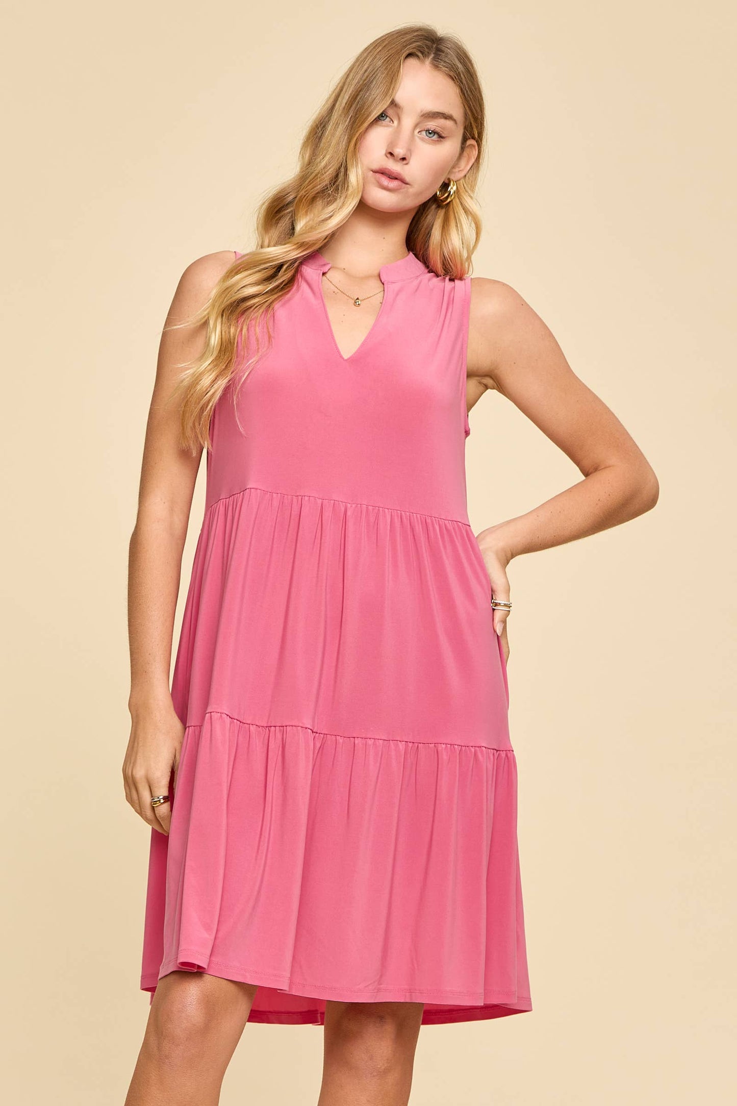 Wrinkle-Free Tiered Lizzy Dress