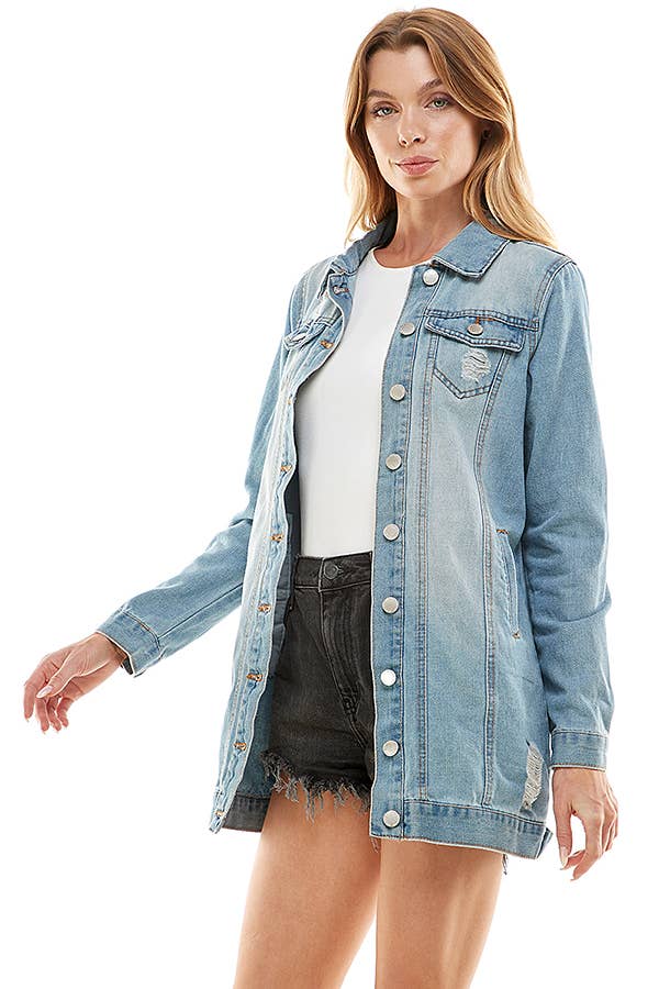 Long denim jacket