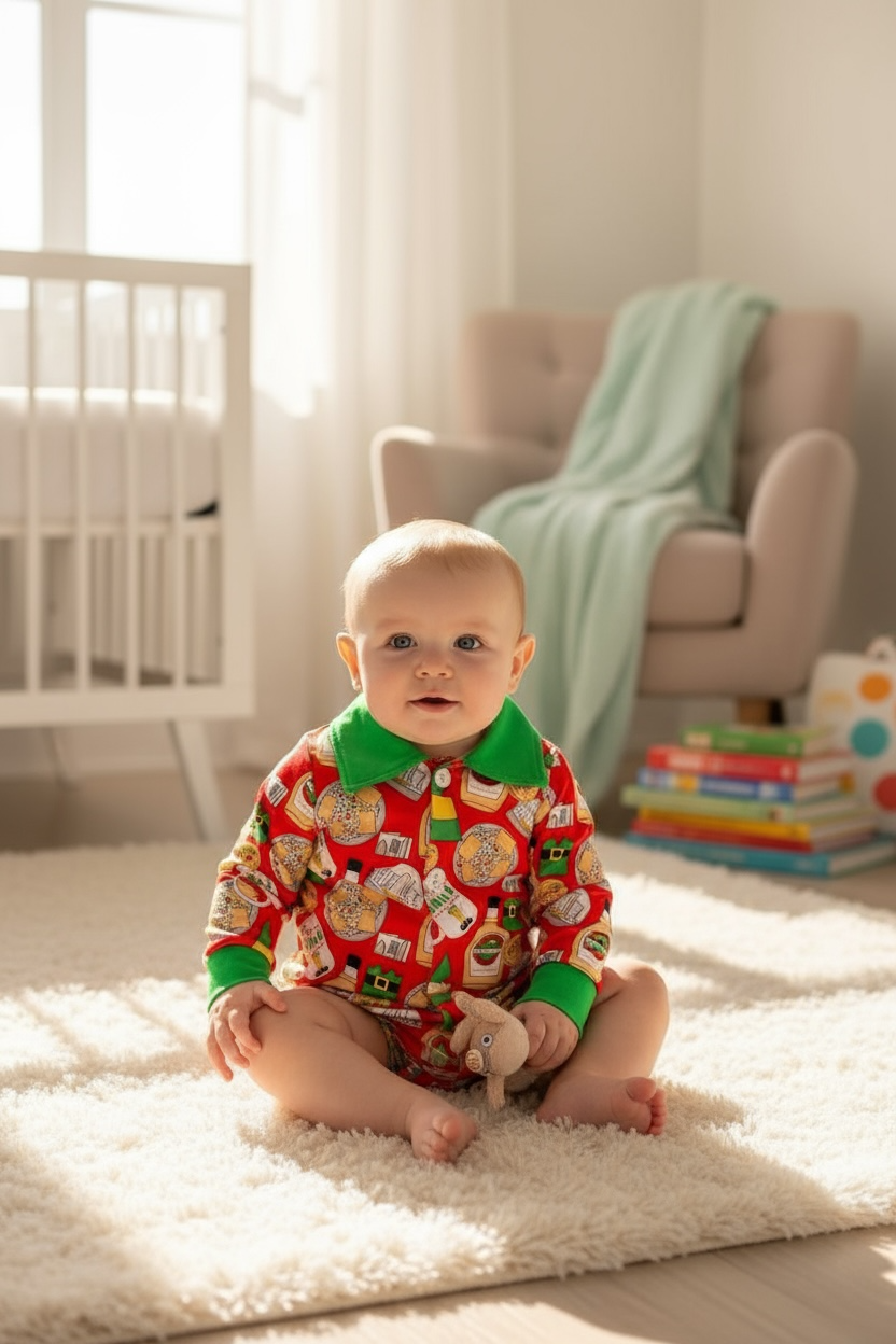 Multi-printed baby bodysuit w/collar. LR060704