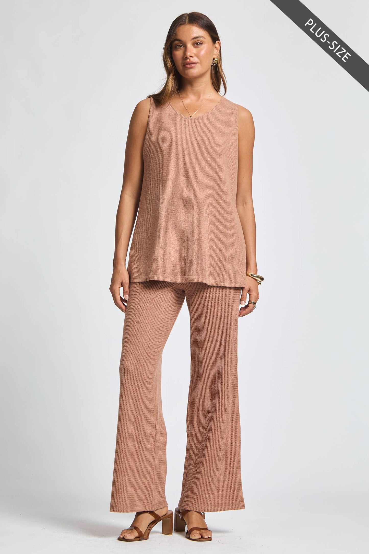 Dear Scarlett - PLUS SIZE Thermal Sleeveless Tank + Cardigan + Relaxed Pants