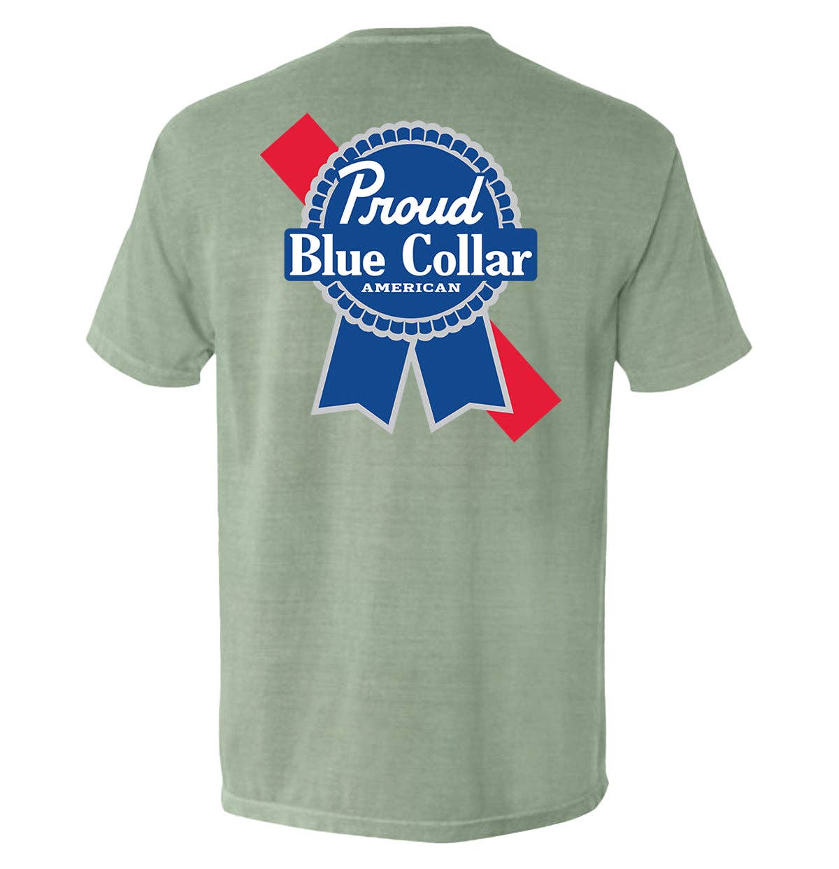 Proud Blue Collar American (Classic): Comfort Colors Pocket Tee / Blue Jean / L