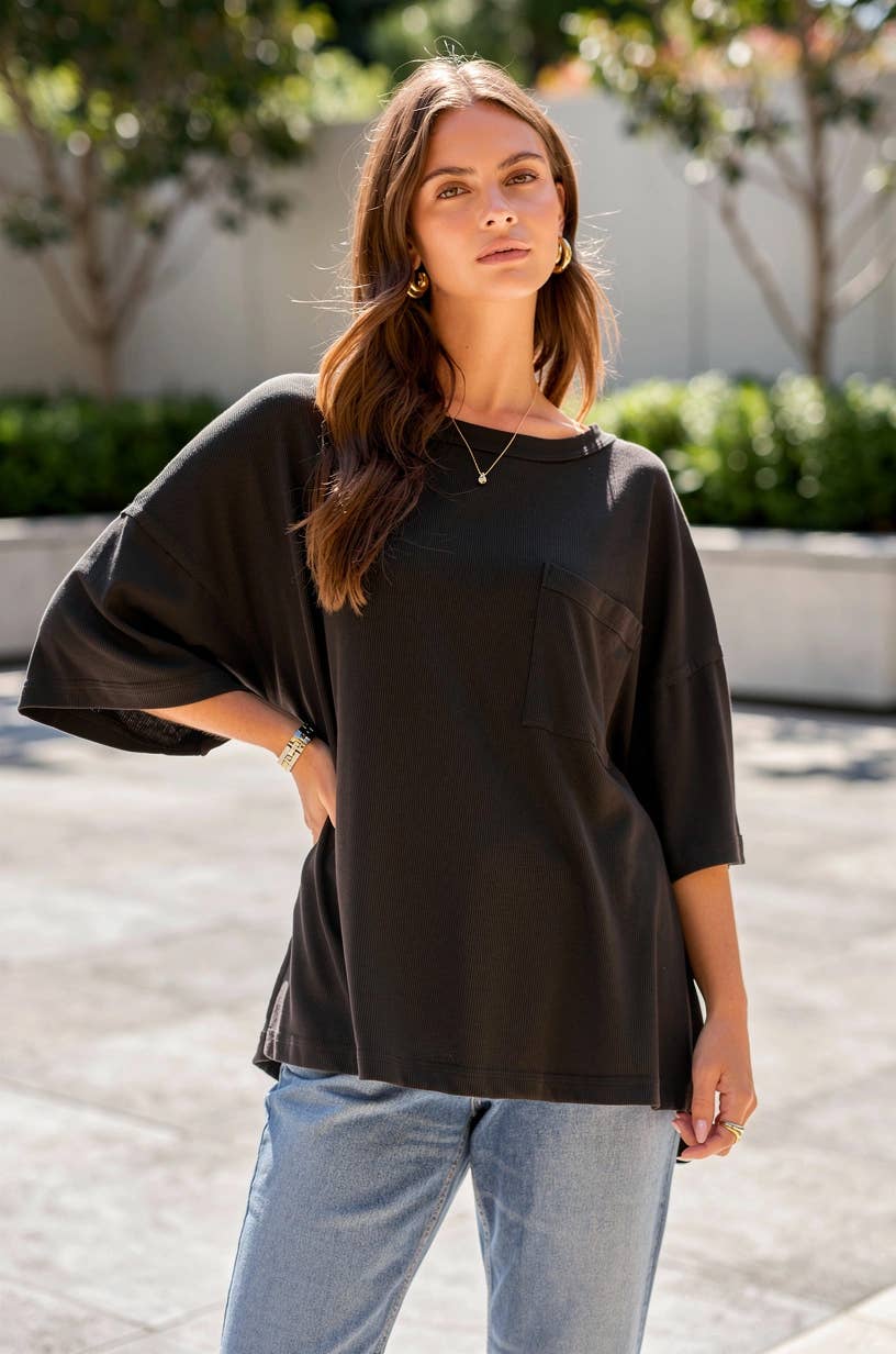 Baby Ribbed Boyfriend Knit Top