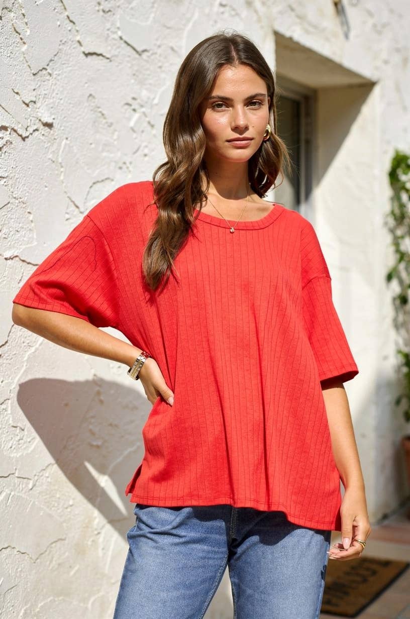 Boyfriend Ribbed Knit Top