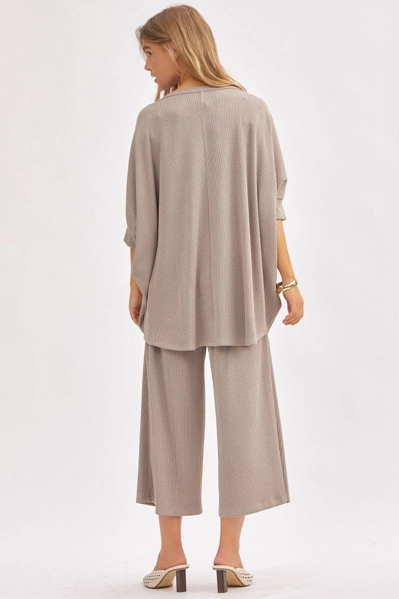Solid Blouse + Wide Leg Set
