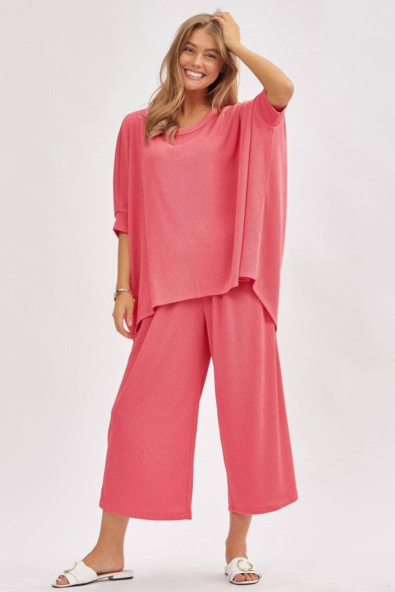 Solid Blouse + Wide Leg Set