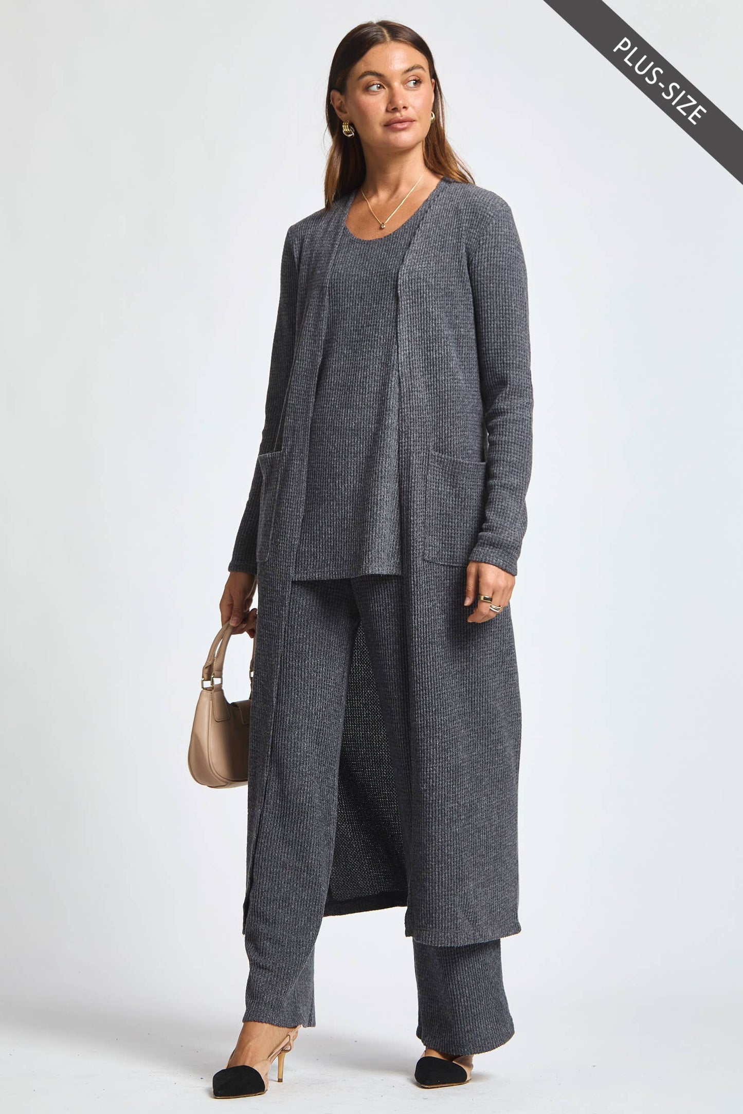 Dear Scarlett - PLUS SIZE Thermal Sleeveless Tank + Cardigan + Relaxed Pants