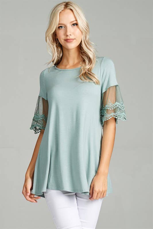Lace Sleeve Tunic Jersey Top
