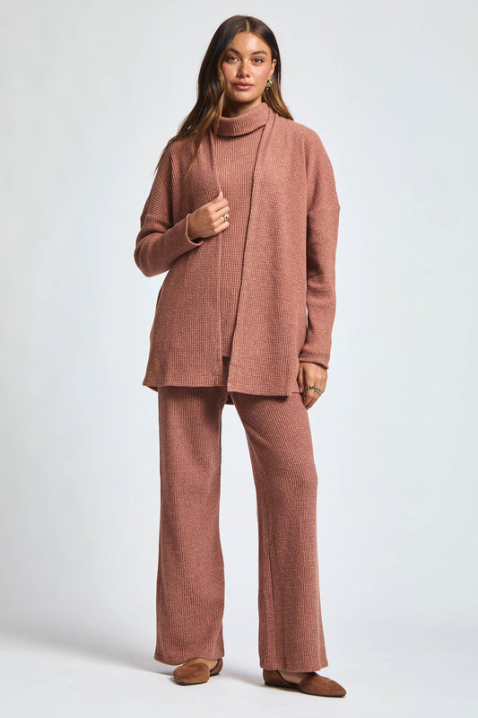 Dear Scarlett - 3 Piece Set Cowl Neck Tank Top + Cardigan + Pants