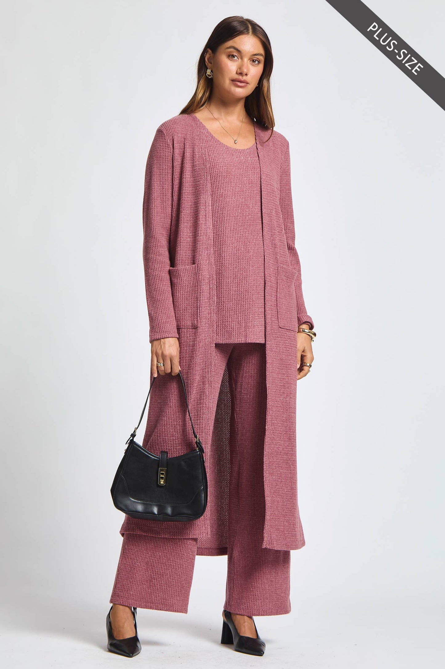 Dear Scarlett - PLUS SIZE Thermal Sleeveless Tank + Cardigan + Relaxed Pants