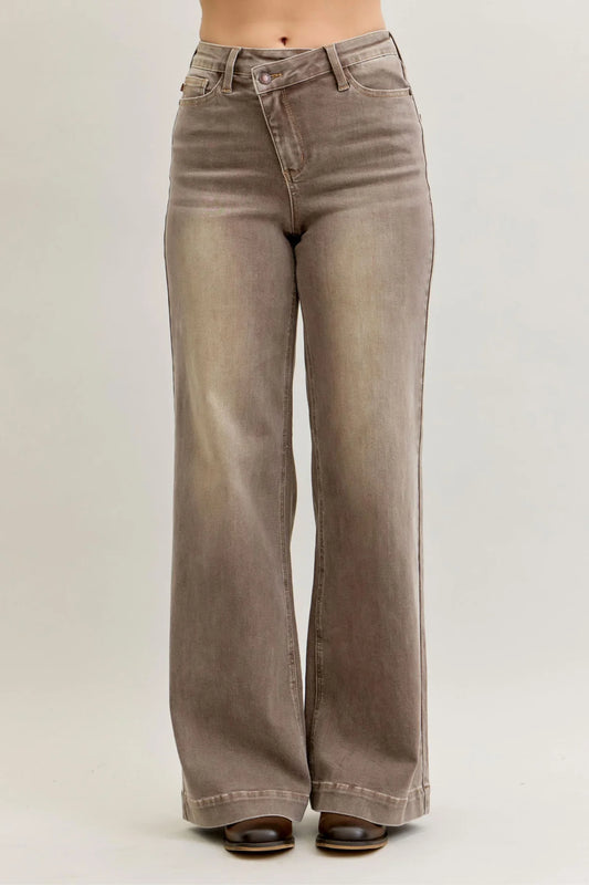 High Waist Retro Wide Yarned Dyed Criss-Cross WB 881031