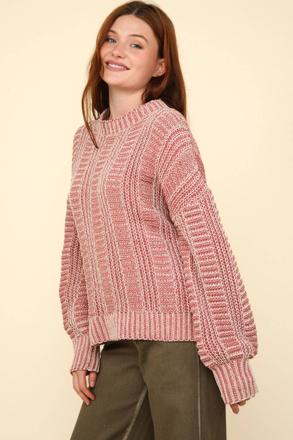 Two Tone Cozy Sweater Knit Top