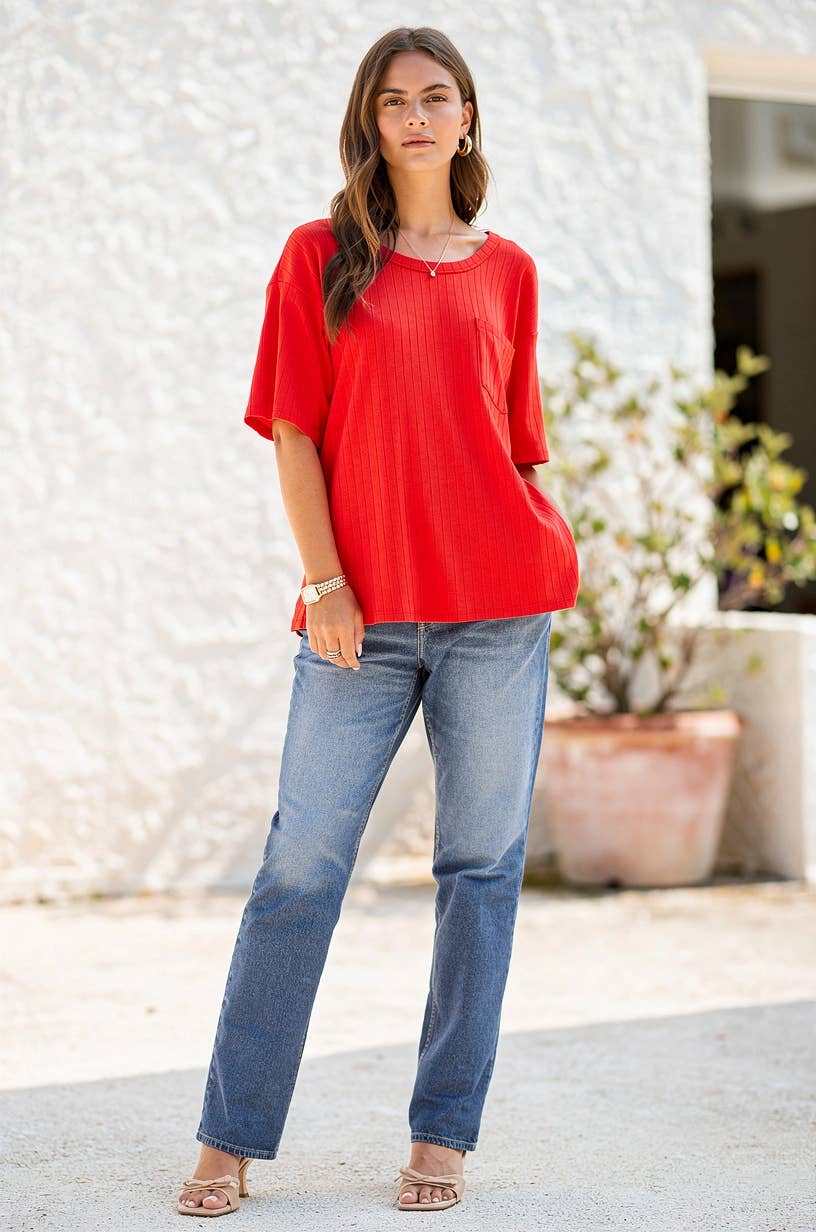Boyfriend Ribbed Knit Top