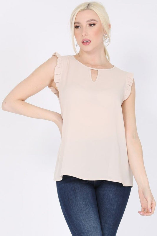 Solid Ruffled Cap Top