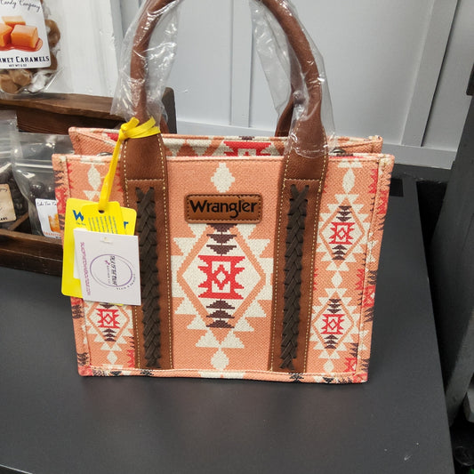 WG2203-8120S Wrangler Southwestern Print Small Canvas Tote/Crossbody - Orange (ONLINE EXCLUSIVE)