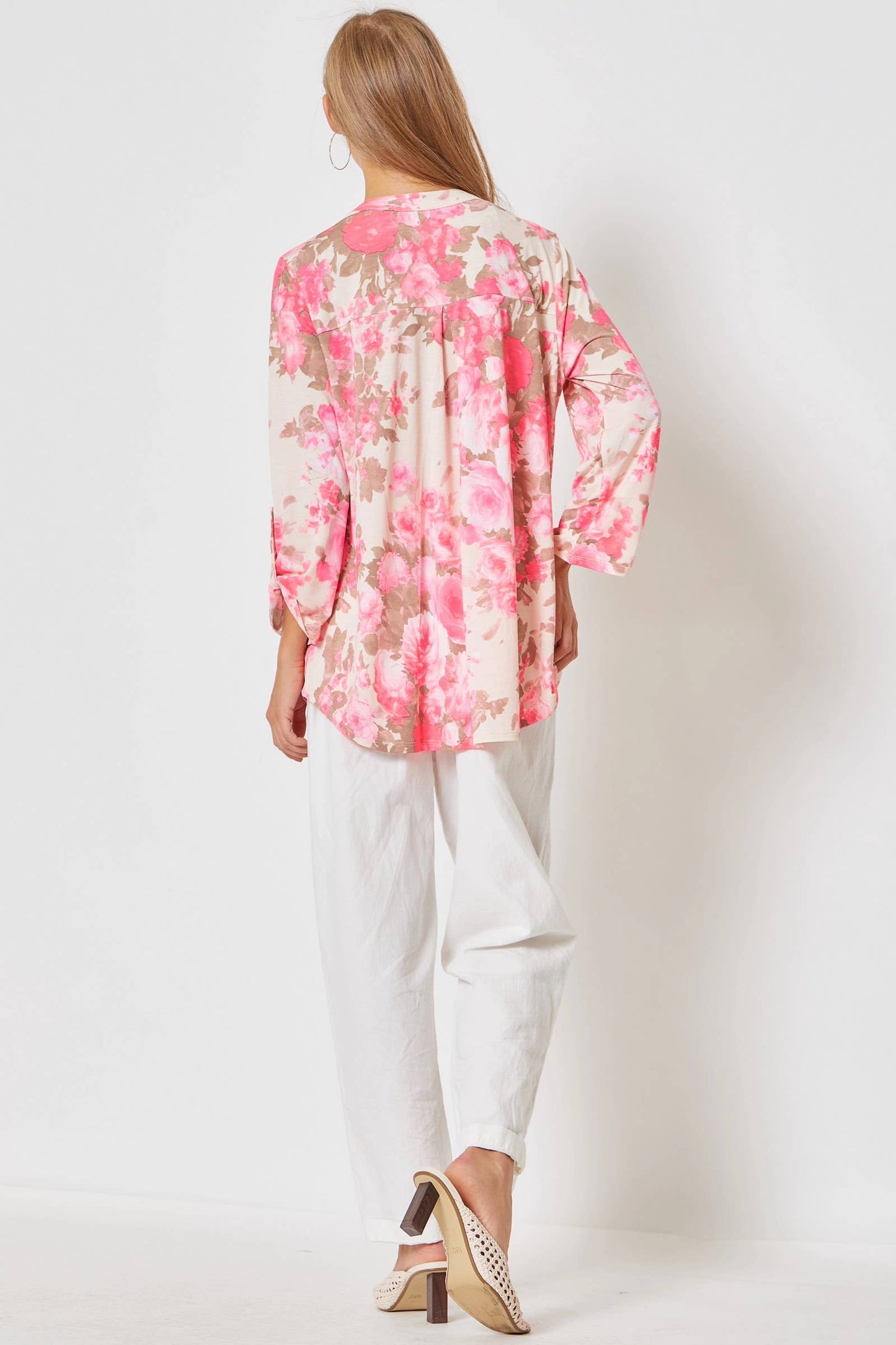 Dear Scarlett - Lizzy 3/4 Floral Wrinkle Free Top