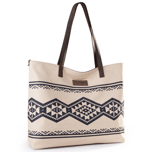 Montana West Wrangler Aztec Pattern Print Canvas Tote Bag