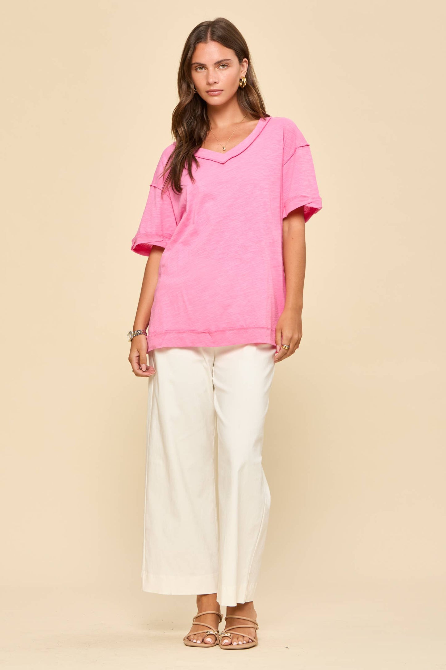 V-Neck Cotton Knit Top
