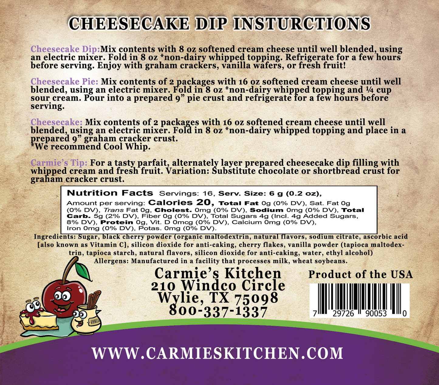 Carmie's Kitchen - Black Cherry Vanilla Cheesecake Dip