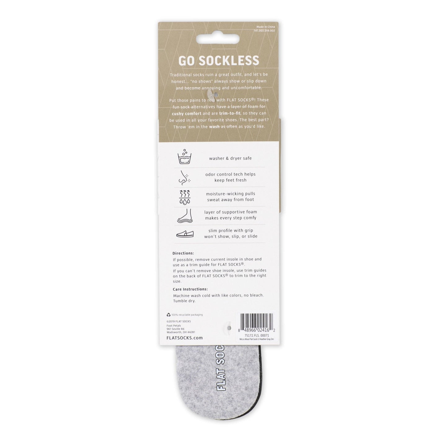 FLAT SOCKS - Light Heather Grey FLAT SOCKS