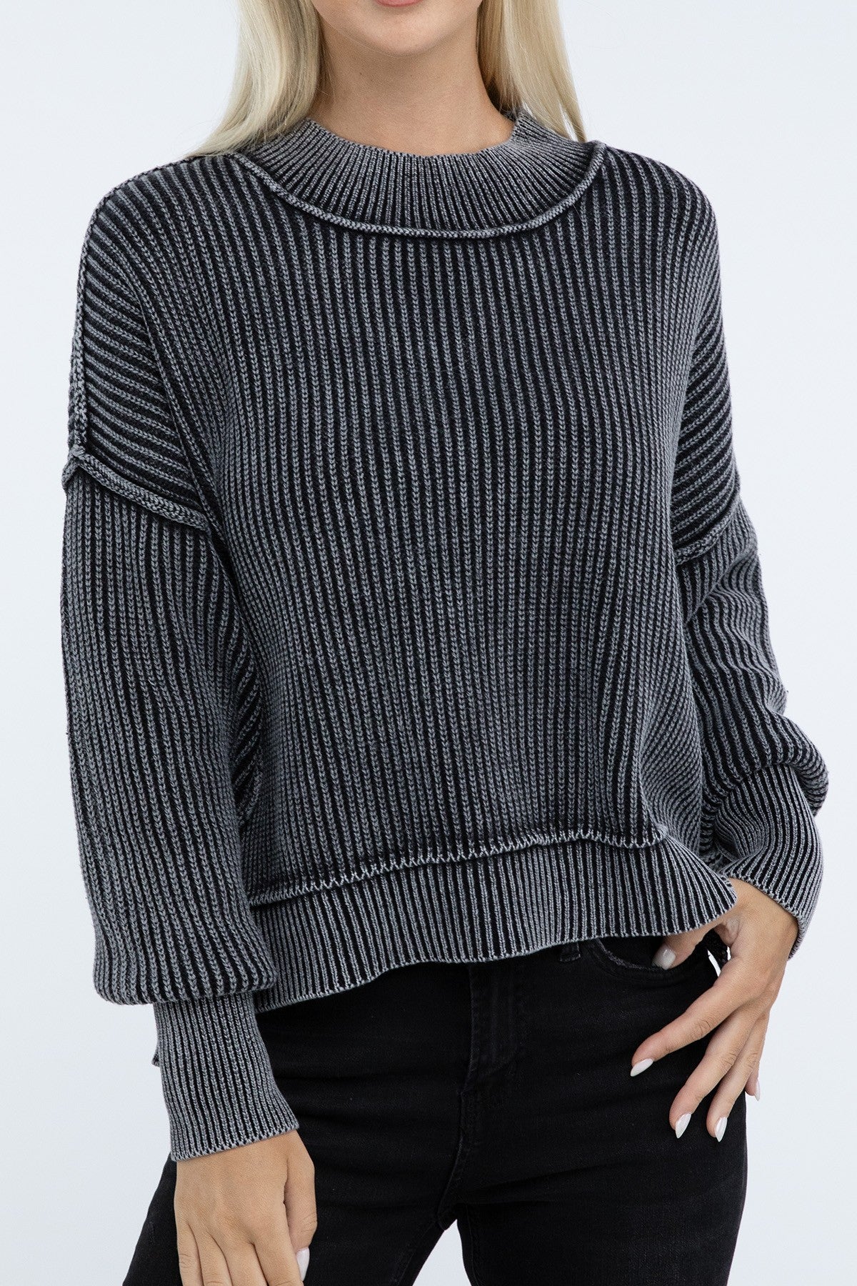 Side Slit Crop Sweater