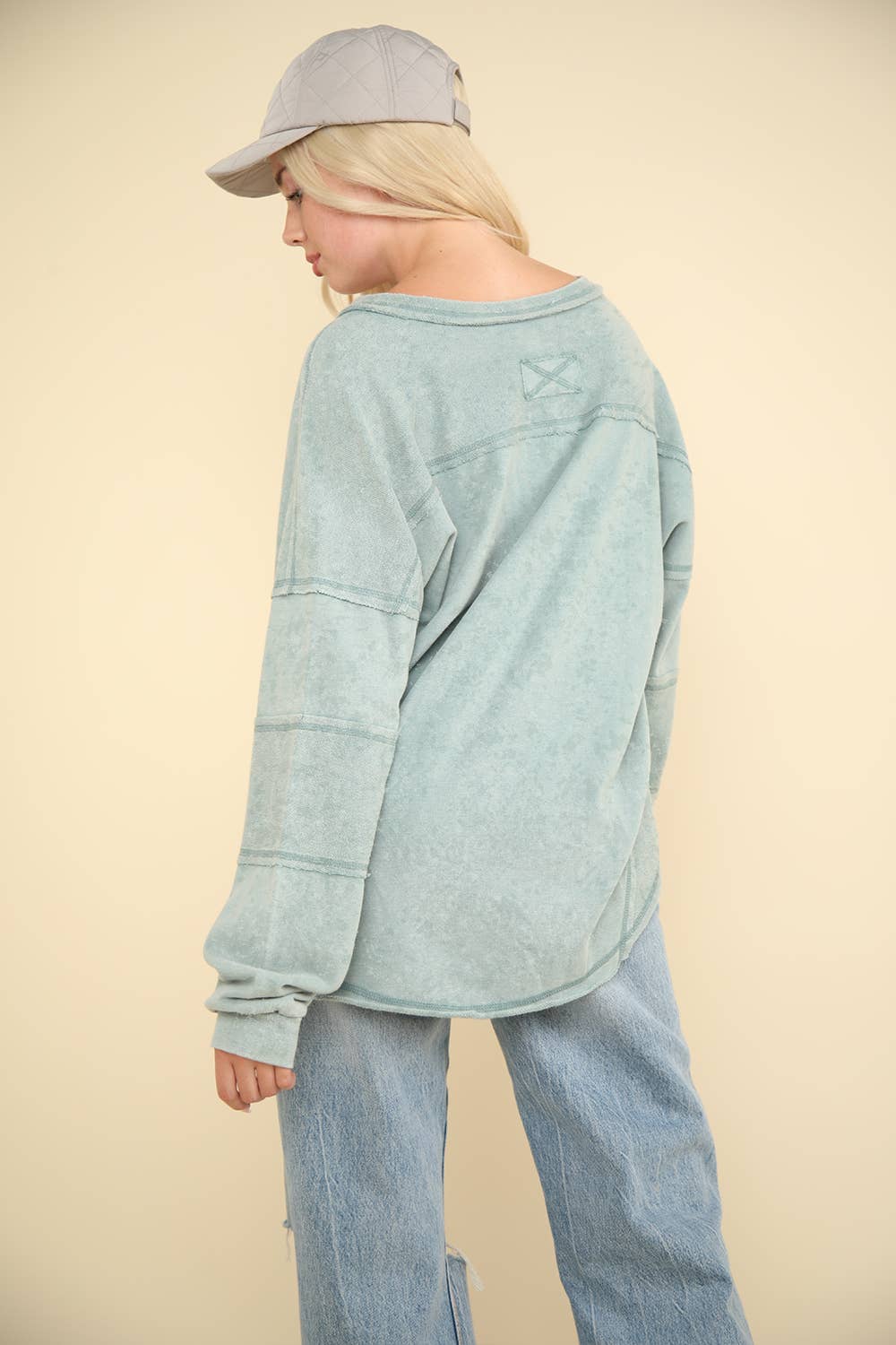 Knit V-Neck Oversized Top