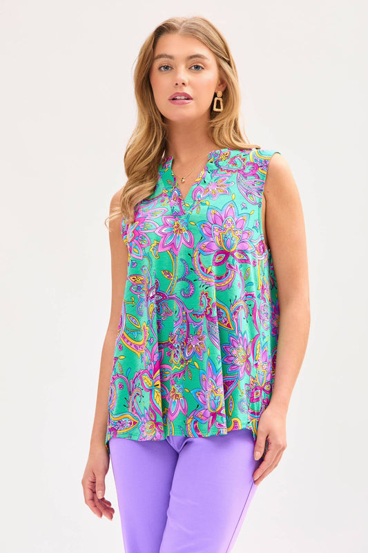 Abstract Print Sleeveless Top