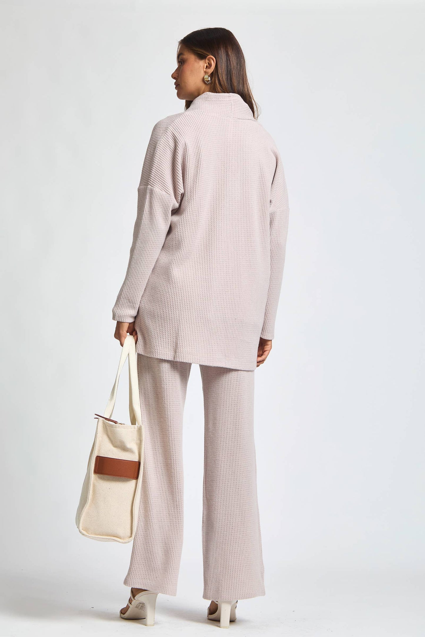 Dear Scarlett - 3 Piece Set Cowl Neck Tank Top + Cardigan + Pants